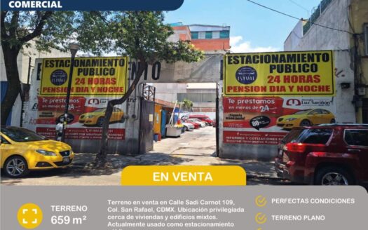 TERRENO EN VENTA EN LA COL. SAN RAFAEL, CDMX $18,000,000