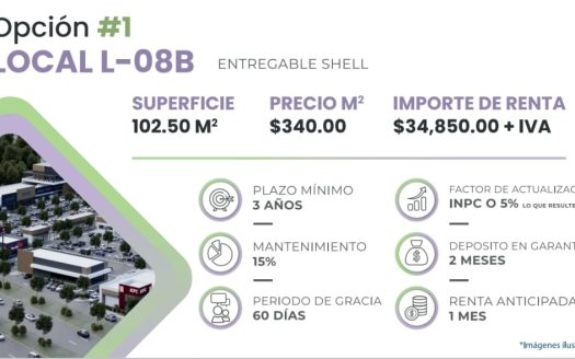 Locales comerciales en renta Plaza Paseo Poniente desde $17,000 + IVA