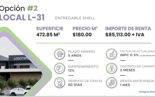 Locales comerciales en renta Plaza Paseo Poniente desde $17,000 + IVA